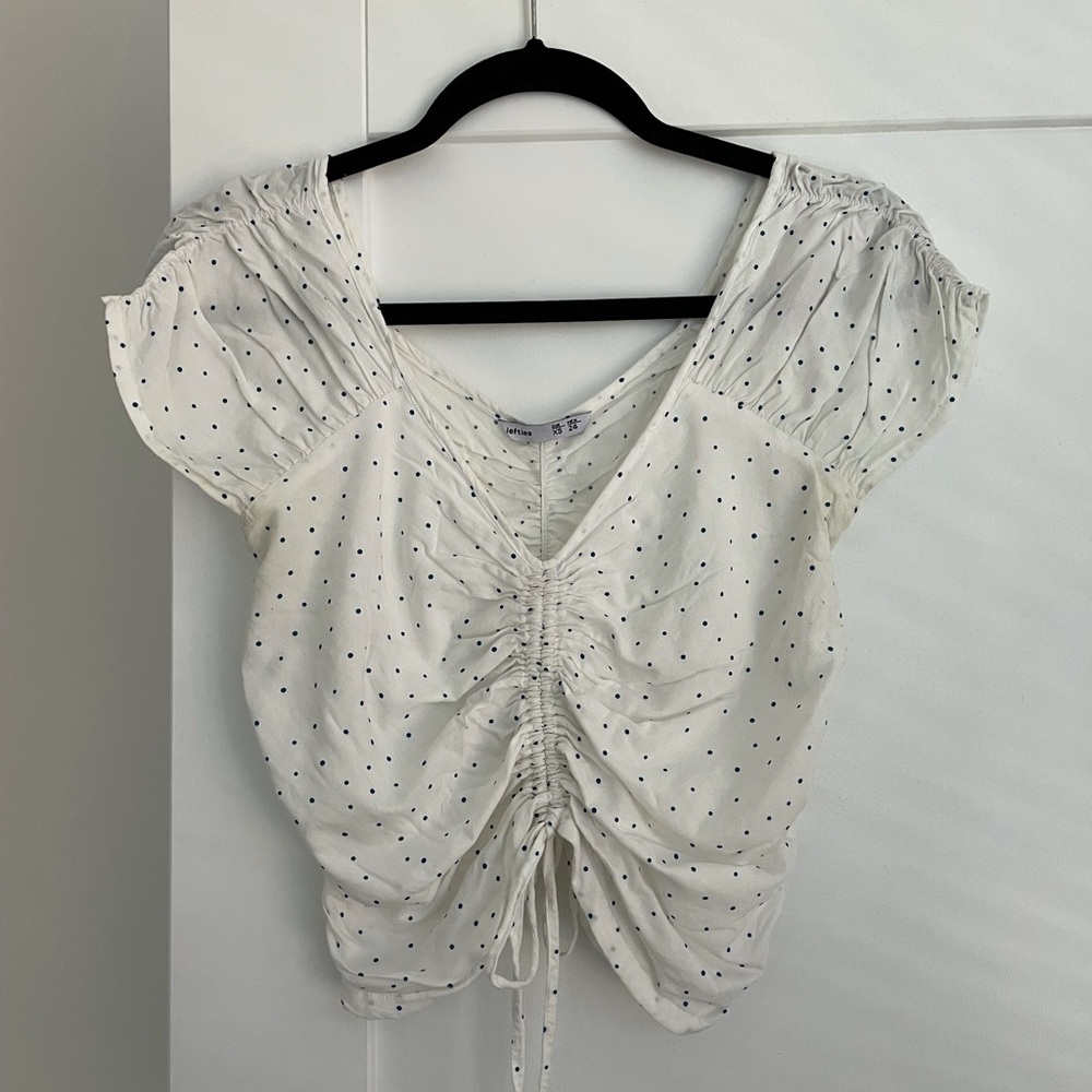 white rouched crop top